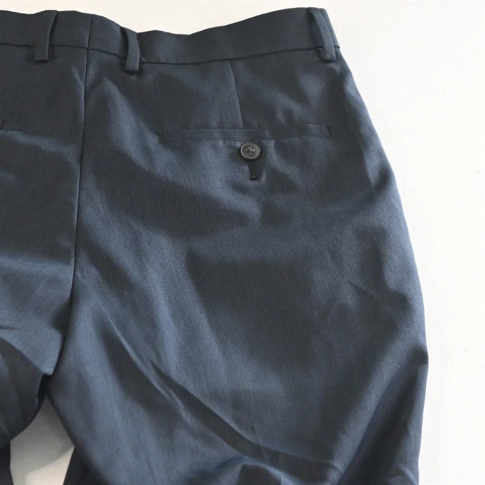 Haggar 38R 32x32 Blue Tailored Fit Travel Performance Mens Jacket Pants Suit